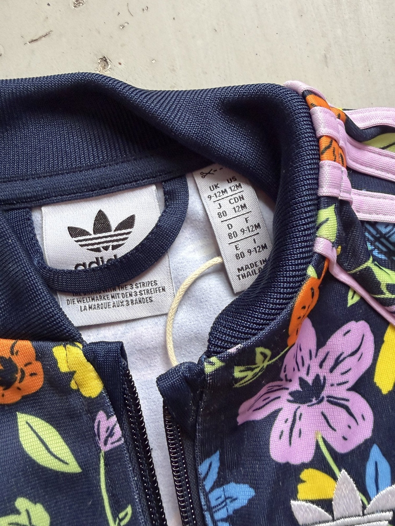 Adidas floral track jacket || 9-12m