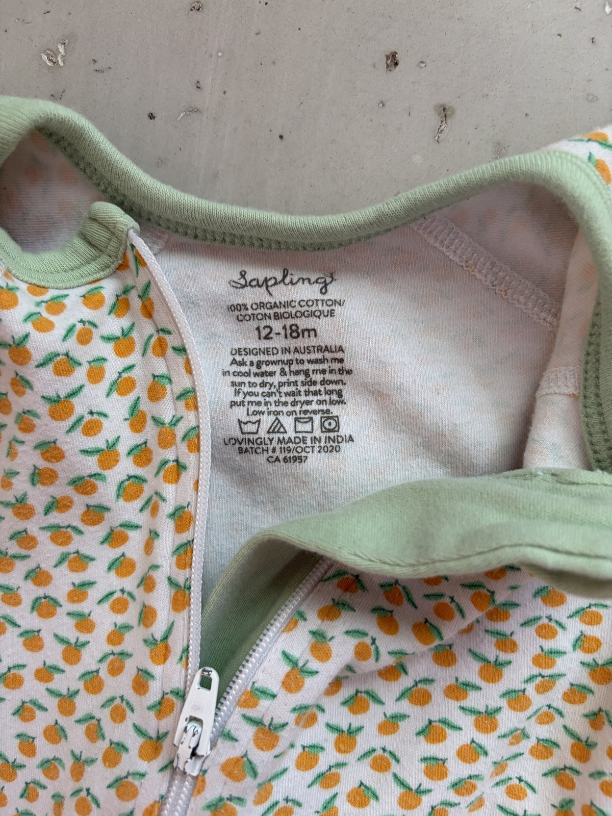 Sapling Satsuma sleeper || 12-18m