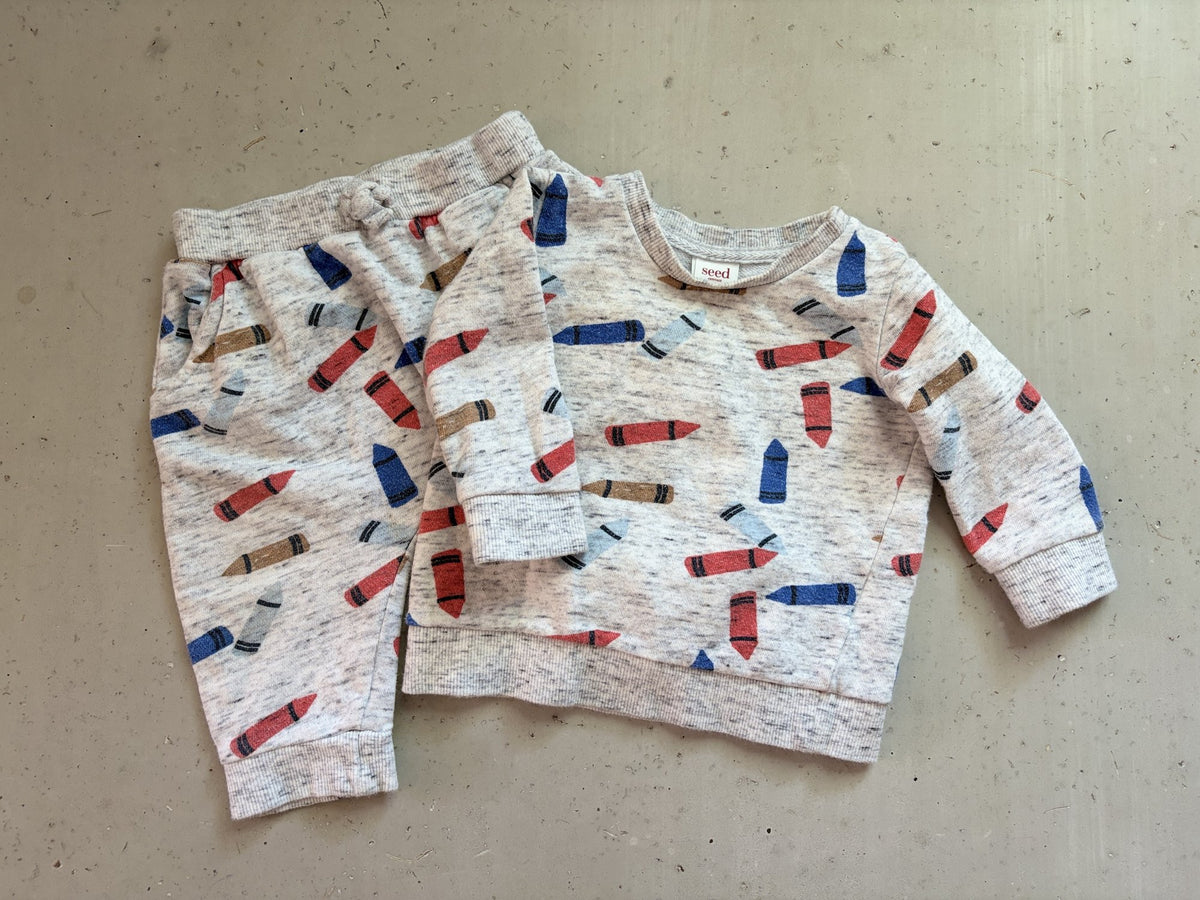 Seed Crayon sweatsuit || 6-12M
